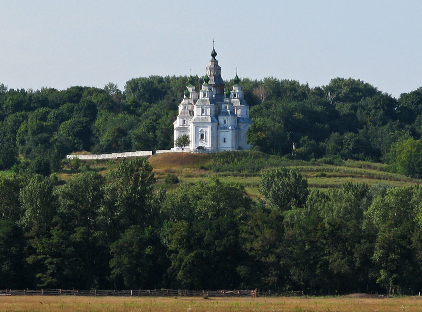 Церковь Покрова Пресвятой Богородицы, Плешивец (Миргородский район, Украина, Полтавская область). общий вид в ландшафте