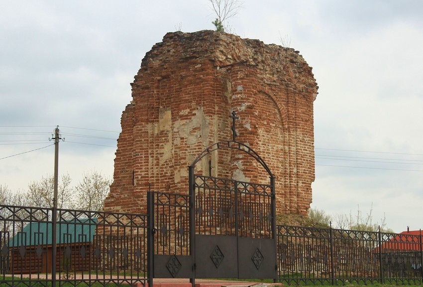 Сосновка. Церковь Михаила Архангела. общий вид в ландшафте, Сохранившийся фрагмент церкви, вид с северо-запада