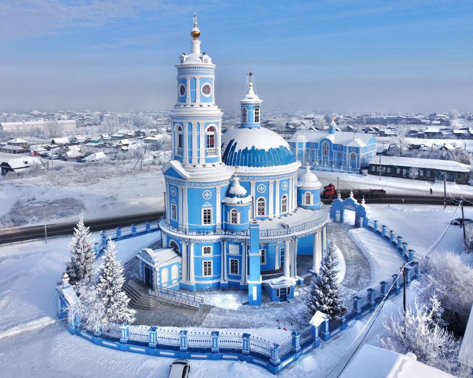 Тельма. Церковь Казанской иконы Божией Матери. общий вид в ландшафте, Вид с юга
