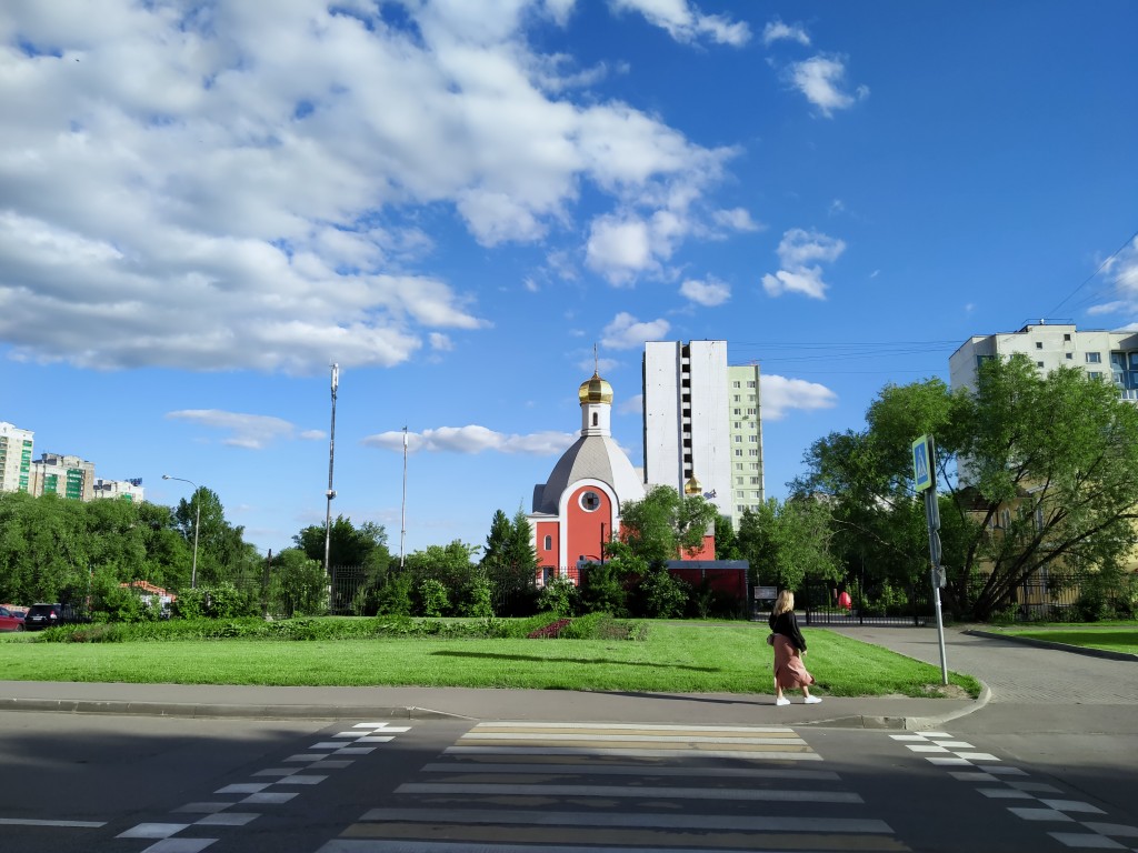 Церковь Входа Господня в Иерусалим в Бирюлёве, Бирюлёво Восточное (Южный административный округ (ЮАО), г. Москва). общий вид в ландшафте