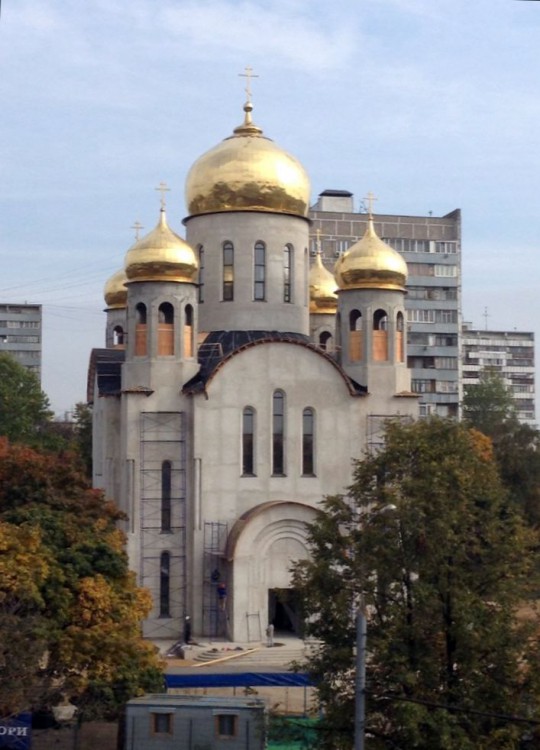 Церковь Введения во храм Пресвятой Богородицы в Вешняках, Вешняки (Восточный административный округ (ВАО), г. Москва). документальные фотографии, вид с платформы Новогиреево