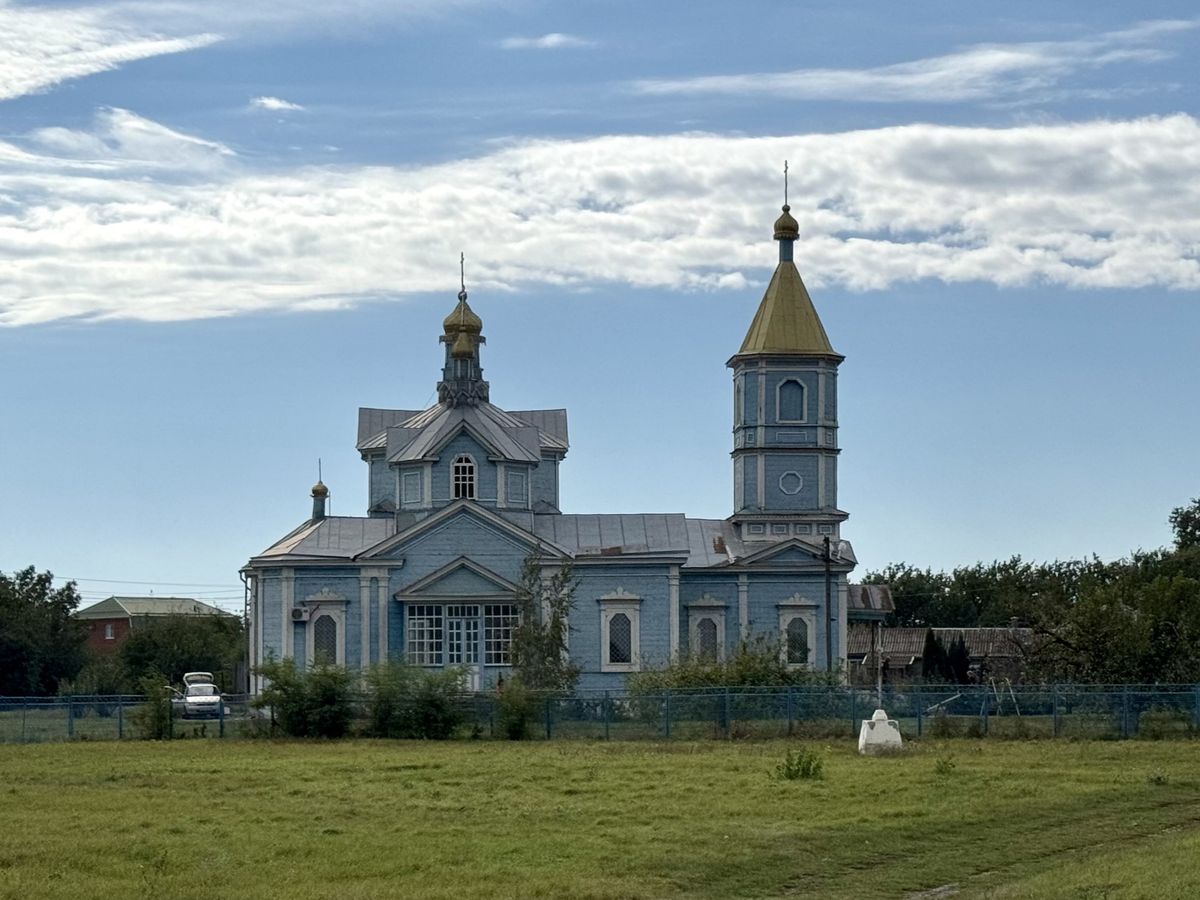 Вид с севера, фасады. Церковь Богоявления Господня, Калининская (Калининский район, Краснодарский край)