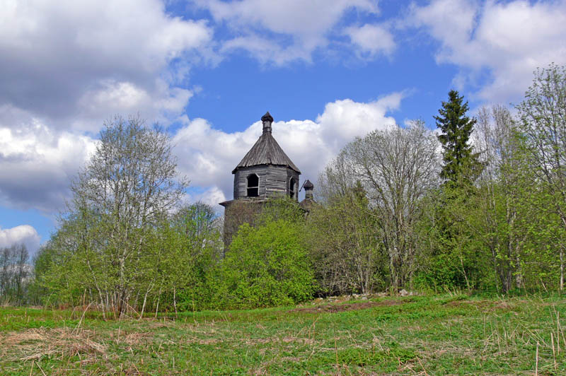 Церковь Георгия Победоносца, Каргиничи (Сергиевское), урочище (Подпорожский район, Ленинградская область). общий вид в ландшафте