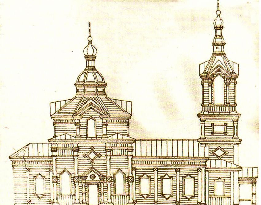 Церковь Николая Чудотворца, Богдашкино (Тетюшский район, Республика Татарстан). графика, Проект церкви 1895 г. Из каталога-справочника 