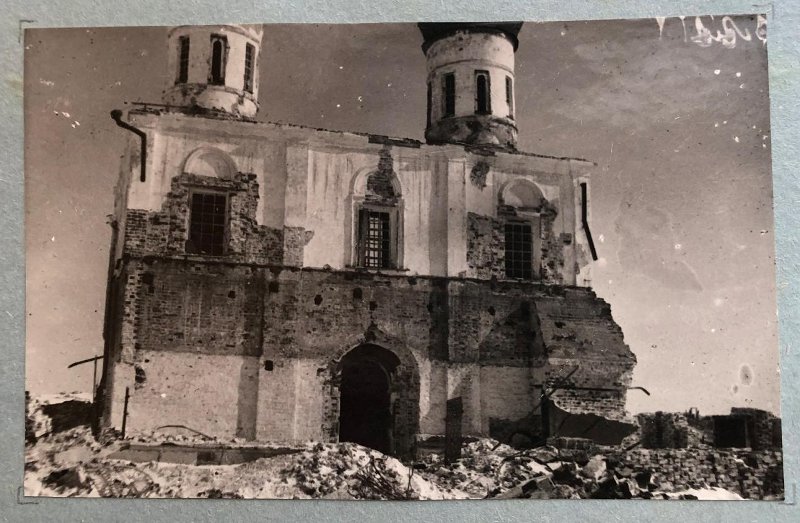 Троицкий Калязинский Макарьевский монастырь, Калязин (Калязинский район, Тверская область). архивная фотография, Троицкий собор. Западный фасад после разборки поздней паперти. Фото 1940 г. из коллекции ГНИМА (https://goskatalog.ru/portal/#/collections?id=31959584)
