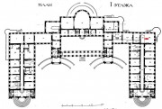 Церковь Александры Римской  при Александровском Дворце, План 1-го этажа Александровского дворца.Красной стрелкой обозначено местоположение молельной. С сайта https://www.liveinternet.ru/users/2458238/post388044080/ <br>, Санкт-Петербург, Санкт-Петербург, Пушкинский район, г. Санкт-Петербург