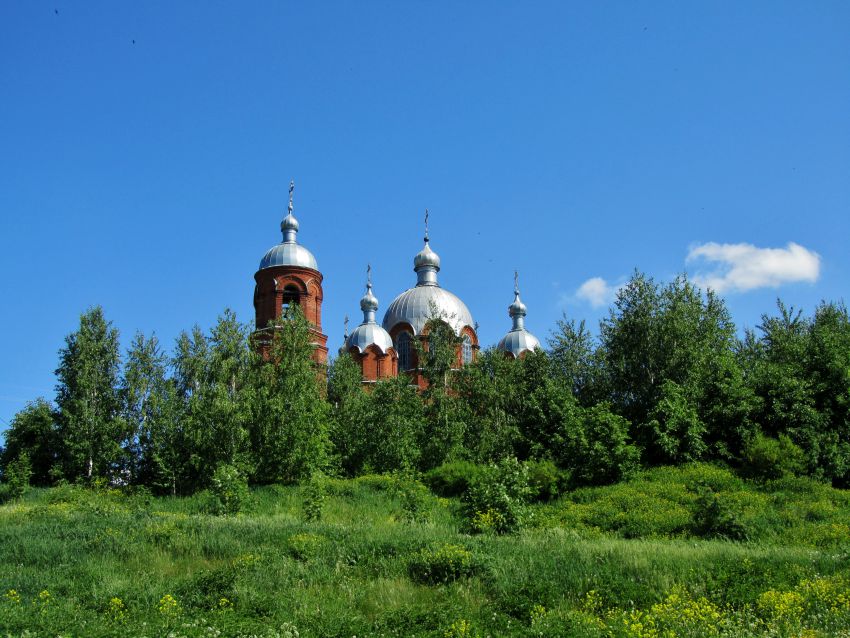 Церковь Казанской иконы Божией Матери, Маколово (Чамзинский район, Республика Мордовия). общий вид в ландшафте, вид с юга от Святого источника