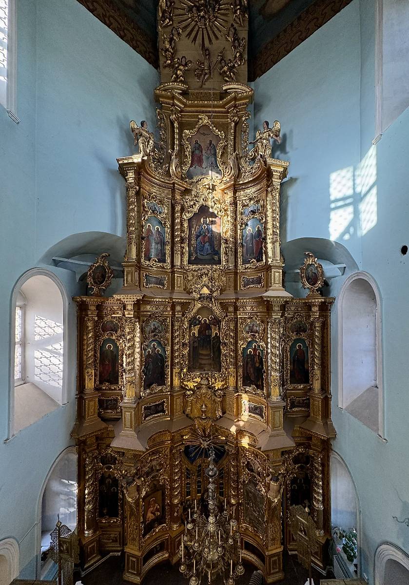 Главный иконостас, вид с хоров, интерьер и убранство. Церковь Рождества Христова, Нижнее Аблязово (Кузнецкий район и г. Кузнецк, Пензенская область)