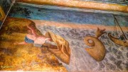 Церковь Спаса Преображения, фреска "Кит выплёвывает пророка Иону на берег"<br>, Радищево, Кузнецкий район и г. Кузнецк, Пензенская область