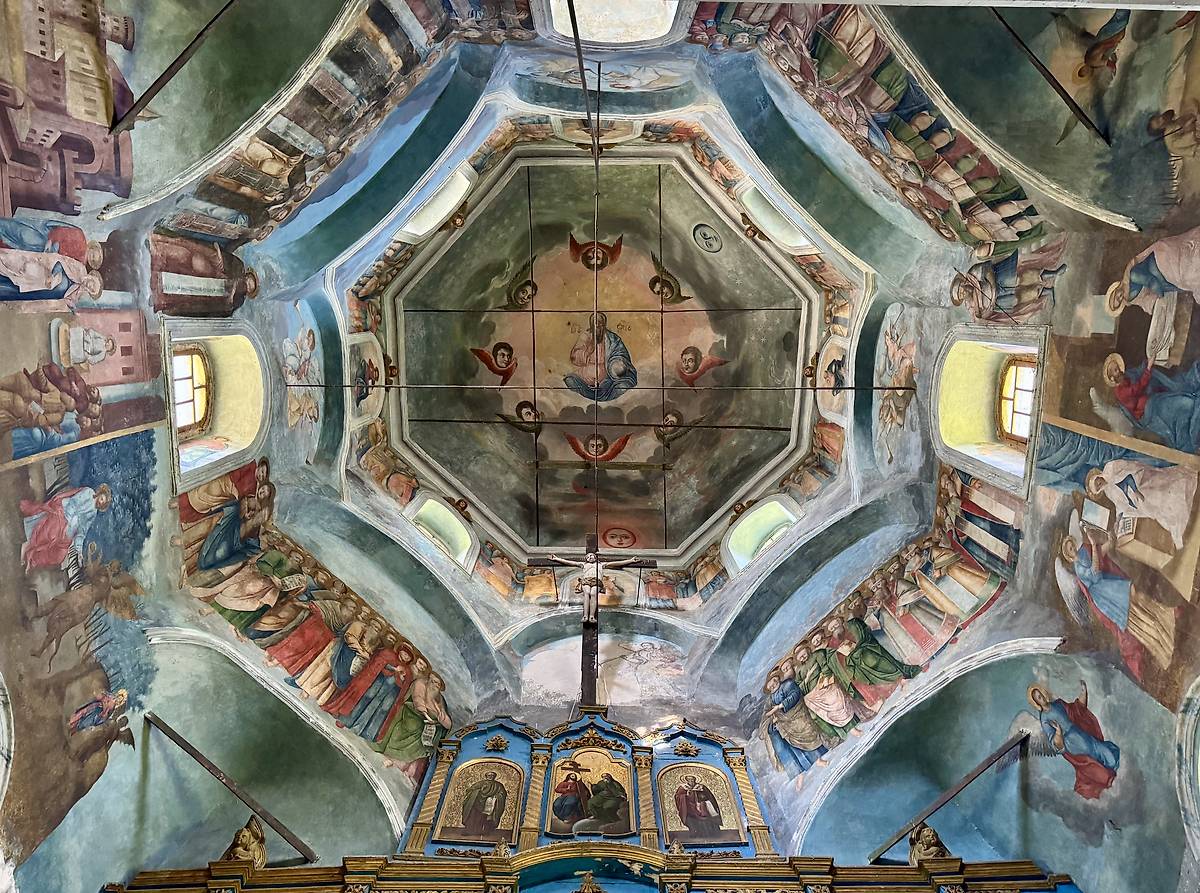 Роспись сводов главного объёма, интерьер и убранство. Церковь Преображения Господня, Радищево (Кузнецкий район и г. Кузнецк, Пензенская область)