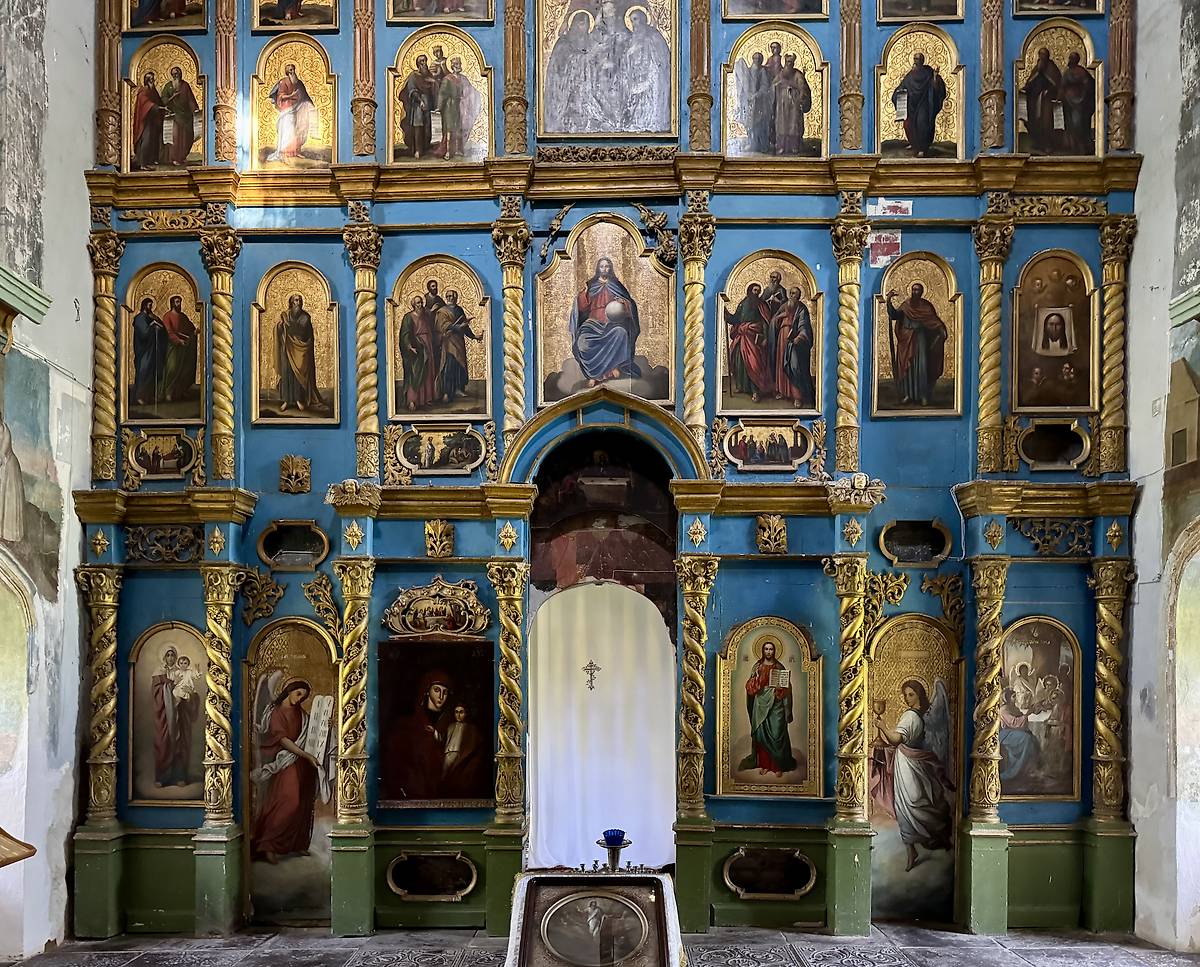 Нижняя часть главного иконостаса, интерьер и убранство. Церковь Преображения Господня, Радищево (Кузнецкий район и г. Кузнецк, Пензенская область)