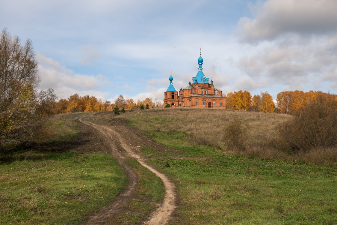 Церковь Покрова Пресвятой Богородицы (новая), Пестровка (Камешкирский район, Пензенская область). общий вид в ландшафте