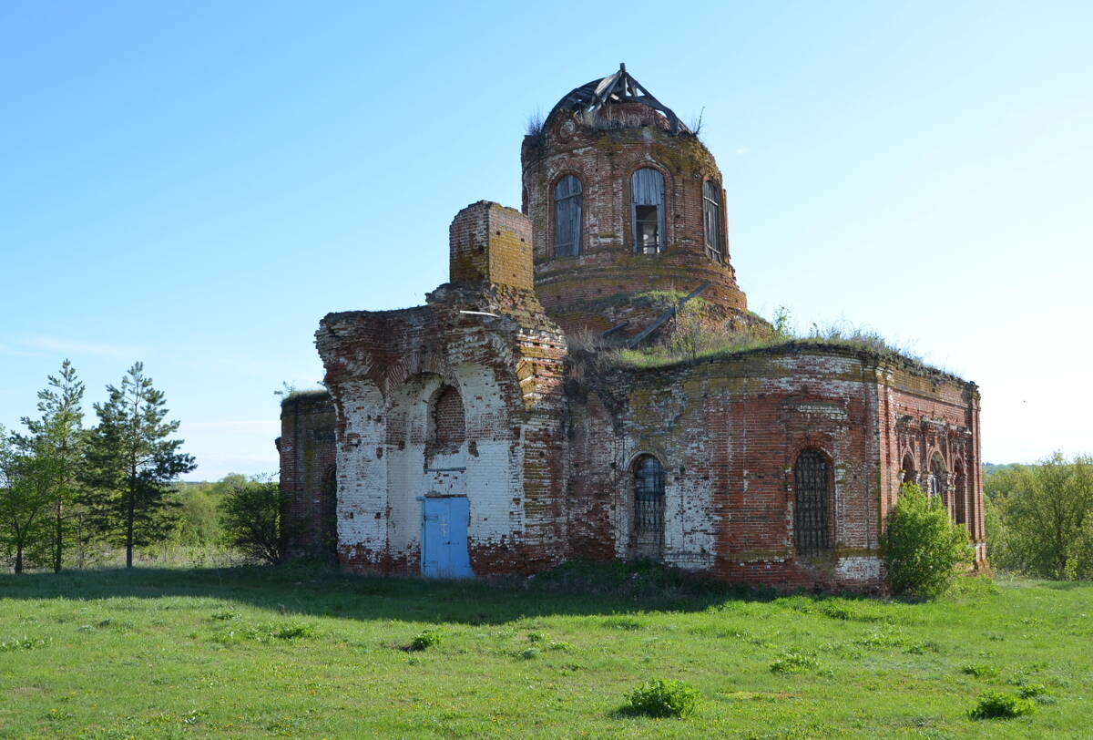 Церковь Казанской иконы Божией Матери, Скворечное (Каменский район, Пензенская область). фасады, Вид с запада (колокольня утрачена)
