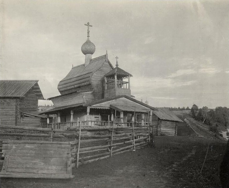 Часовня Георгия Победоносца, Нижние Маркомусы, урочище (Плесецкий район, Архангельская область). архивная фотография, Часовня на фото К. Ф. Некрасова (?) 1911-1913 гг. Государственный исторический музей, ГИМ 82183/516