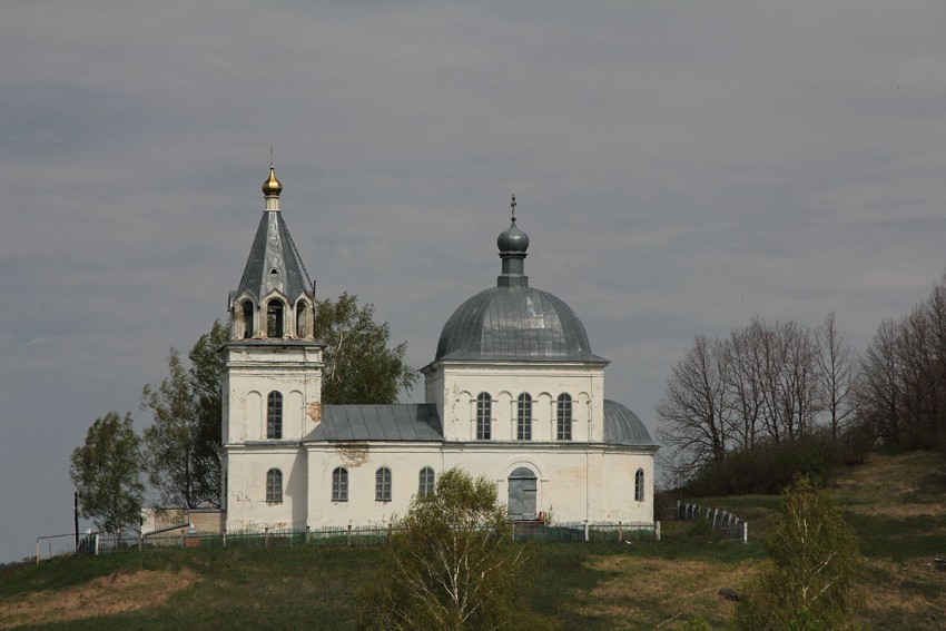 Сорлиней. Церковь Николая Чудотворца. общий вид в ландшафте
