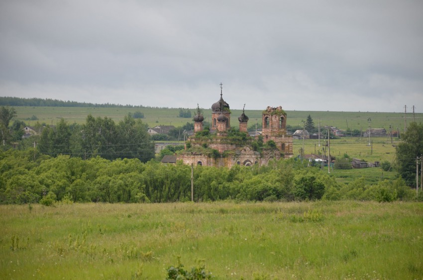 Юлово. Церковь Димитрия Солунского. общий вид в ландшафте