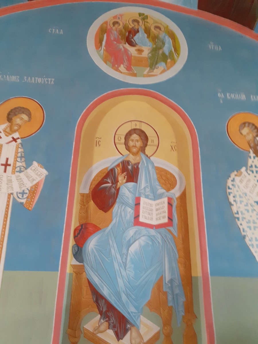 Церковь Алексия, человека Божия, Верхний Ломов (Нижнеломовский район, Пензенская область). интерьер и убранство, новые росписи в алтарной части
