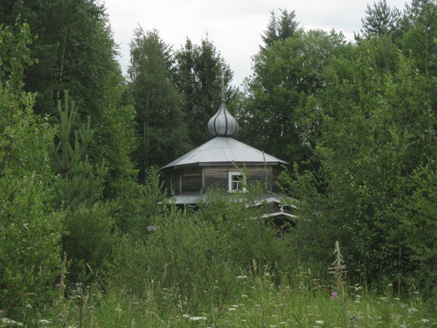 Часовня Троицы Живоначальной, Поповка (Вожегодский район, Вологодская область). общий вид в ландшафте