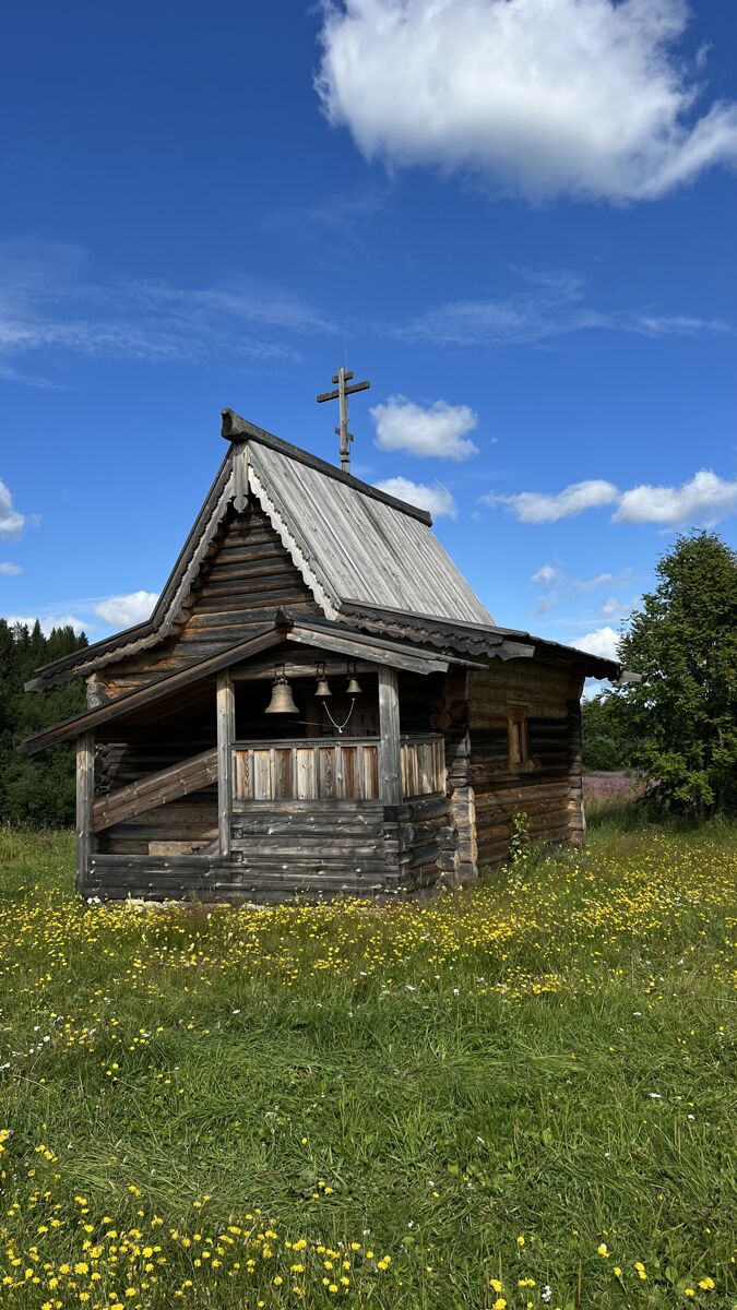 Часовня Георгия Победоносца, Ермолинская (Сюма) (Шенкурский район, Архангельская область). общий вид в ландшафте