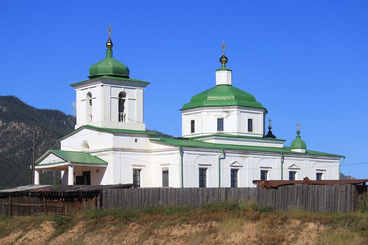 Вид с юго-запада, фасады. Церковь Преображения Господня, Баргузин (Баргузинский район, Республика Бурятия)