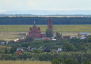 Церковь Космы и Дамиана, Церковь в панораме села, вид с дороги Ташелка - Новая Бинарадка<br>, Мусорка, Ставропольский район, Самарская область
