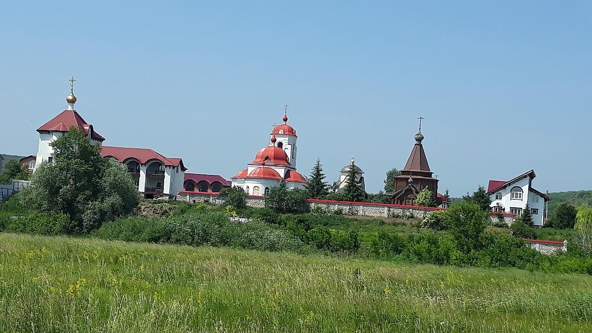 общий вид в ландшафте. Заволжский Ильинский женский монастырь, Подгоры (Волжский район, Самарская область)