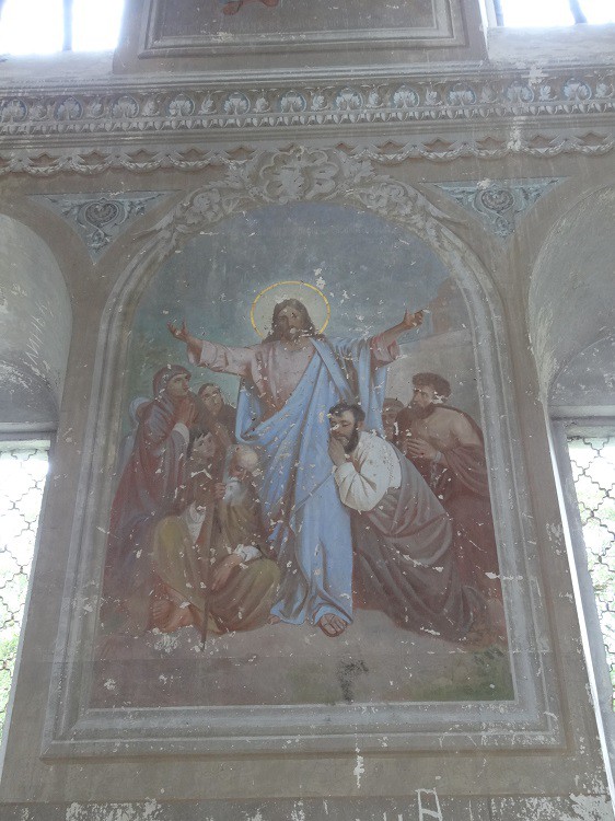Замошье. Церковь Покрова Пресвятой Богородицы. интерьер и убранство, Фреска в верхнем храме.