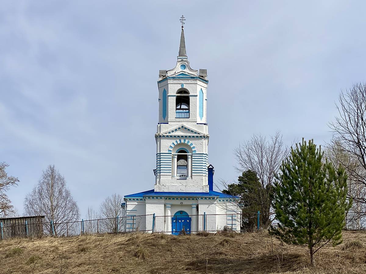 Вид с запада, фасады. Церковь Смоленской иконы Божией Матери, Мусерье (Санчурский район, Кировская область)