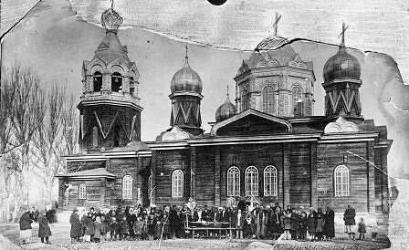 Зайцевское (Чилик). Храм св.Димитрия Солунского, освящён в 1910 г., архивная фотография. Церковь Димитрия Солунского, Шелек (Зайцевское) (Алматинская область, Казахстан)