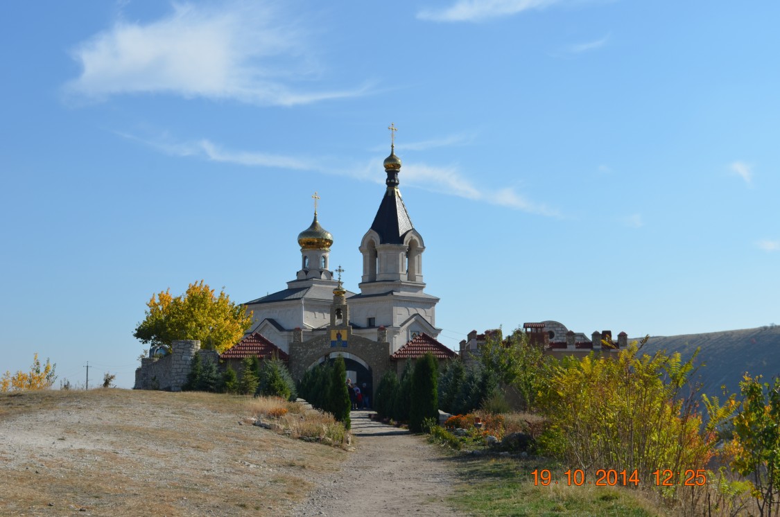 Бутучены. Церковь Рождества Пресвятой Богородицы. общий вид в ландшафте