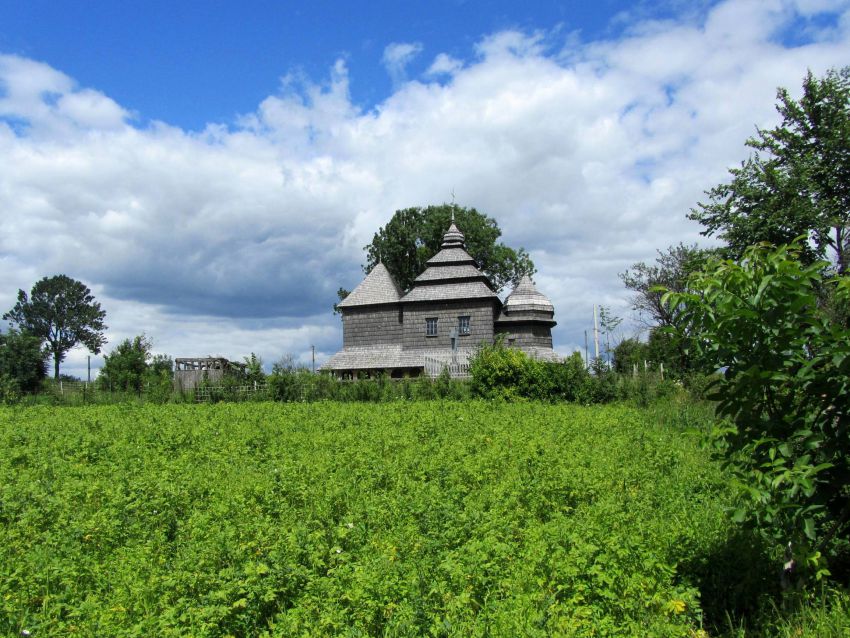 Церковь Михаила Архангела, Куты (Золочевский район, Украина, Львовская область). общий вид в ландшафте, вид с юга