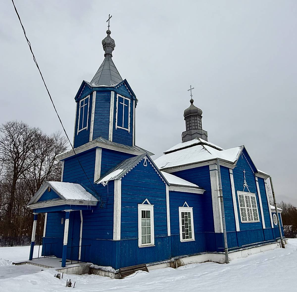 Вид с юго-запада, фасады. Церковь Андрея Первозванного, Пашуки (Каменецкий район, Беларусь, Брестская область)