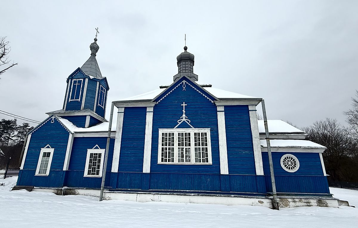 Вид с юга, фасады. Церковь Андрея Первозванного, Пашуки (Каменецкий район, Беларусь, Брестская область)