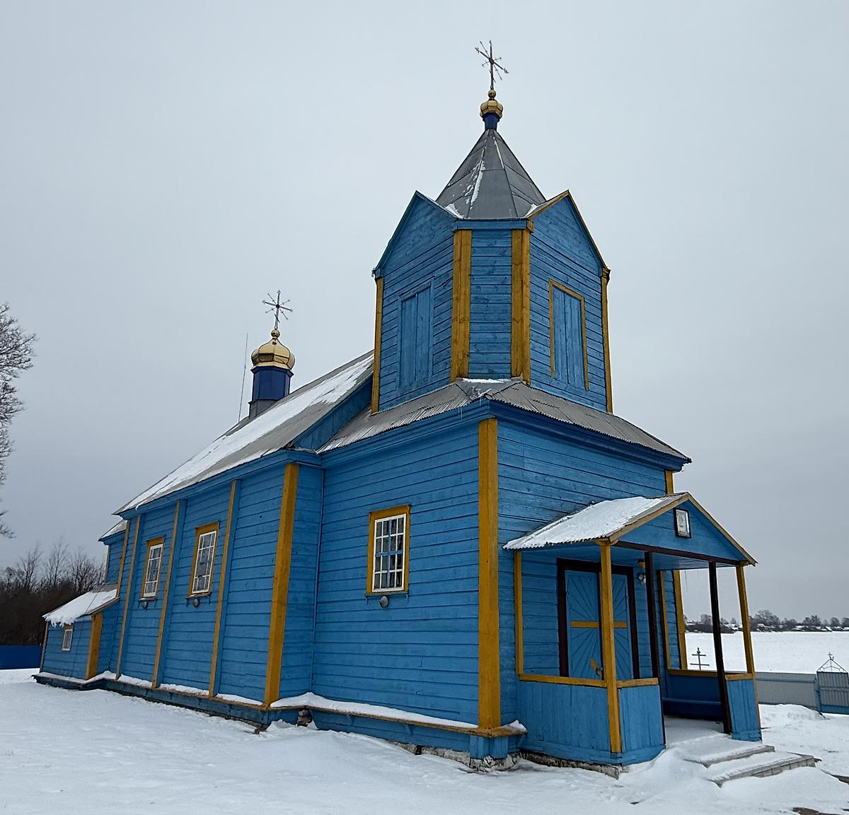 Вид с запада, фасады. Церковь Успения Пресвятой Богородицы, Шишово (Каменецкий район, Беларусь, Брестская область)