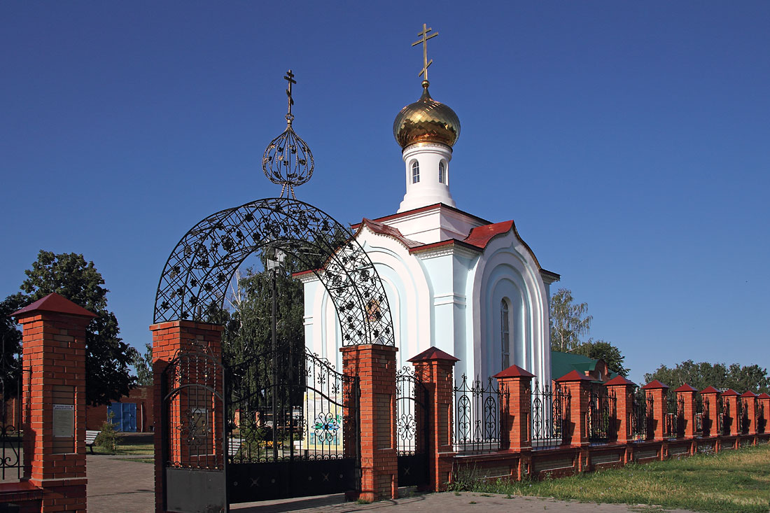 общий вид в ландшафте. Часовня Германа Казанского, Алексеевское (Алексеевский район, Республика Татарстан)