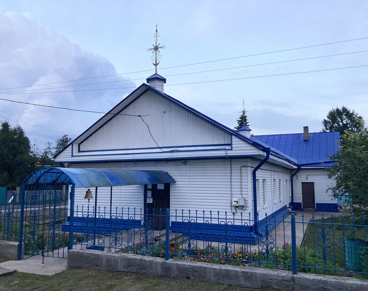 Вид с юго-запада, фасады. Церковь Сретения Господня, Копьёво (Орджоникидзевский район, Республика Хакасия)