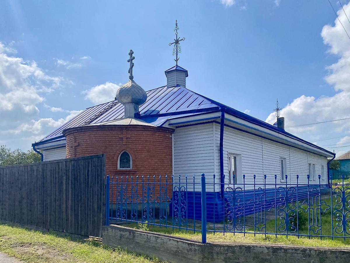 Вид с СВ, фасады. Церковь Сретения Господня, Копьёво (Орджоникидзевский район, Республика Хакасия)