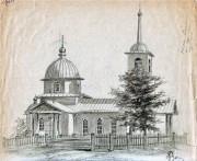 Церковь Введения во храм Пресвятой Богородицы, Рисунок М. Ф. Чурко. 1920-ые гг.<br>, Нижний Авзян, Белорецкий район, Республика Башкортостан