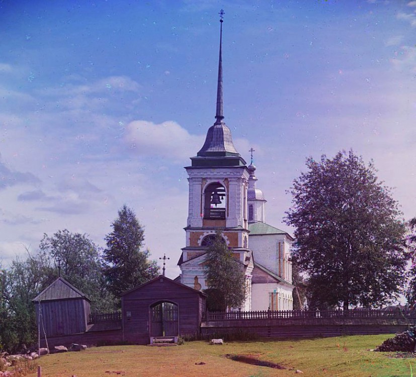 Церковь Троицы Живоначальной, Каргулино (акватория Шекснинского водохранилища) (Белозерский район, Вологодская область). архивная фотография, Фотография С.М. Прокудина-Горского, 1909 год. Источник - сайт проекта 