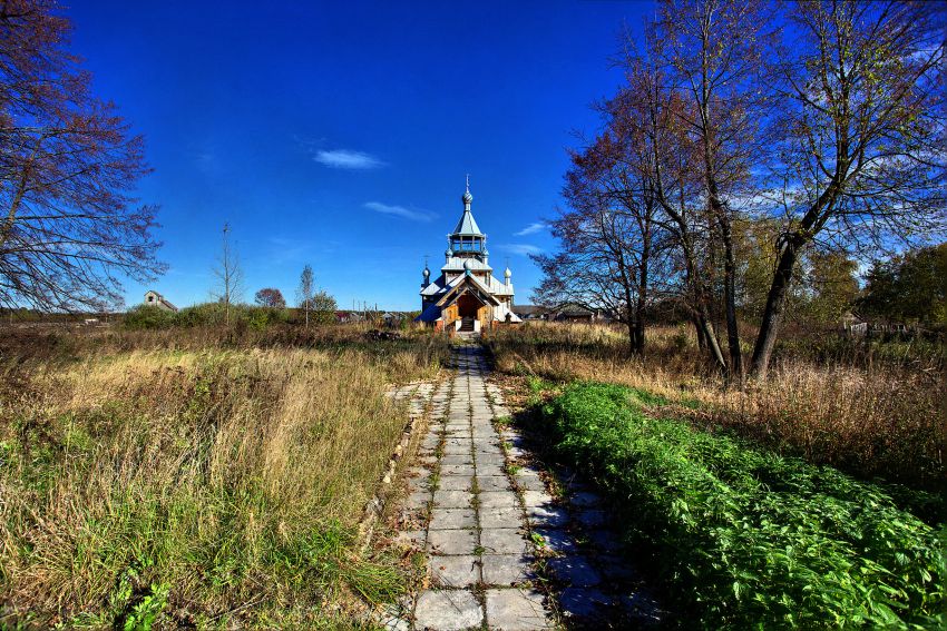 Церковь Николая и Александры, царственных страстотерпцев, Симаково (Верхнеландеховский район, Ивановская область). общий вид в ландшафте