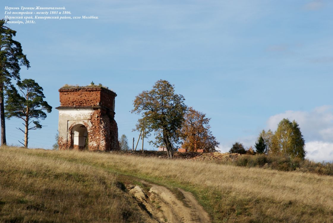 Церковь Троицы Живоначальной, Молёбка (Кишертский район, Пермский край). общий вид в ландшафте