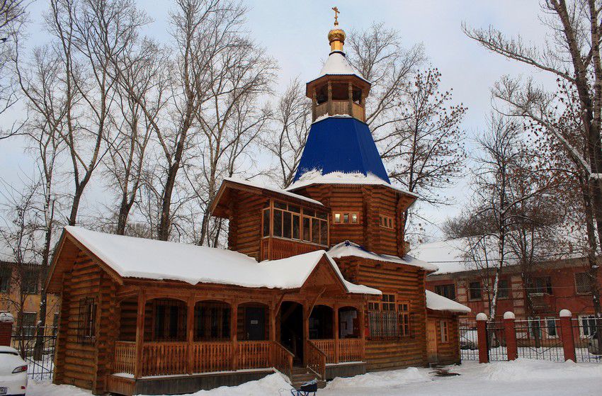 Часовня Сошествия Святого Духа, 116 километра, посёлок (Самара, город, Самарская область). общий вид в ландшафте, Вид от северного входа на гульбище церкви Иоанна Воина