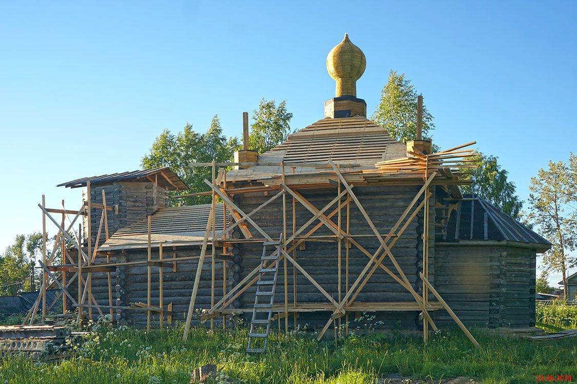 Церковь Космы и Дамиана (строящаяся), Печниково (Ватамановская) (Каргопольский район, Архангельская область). документальные фотографии