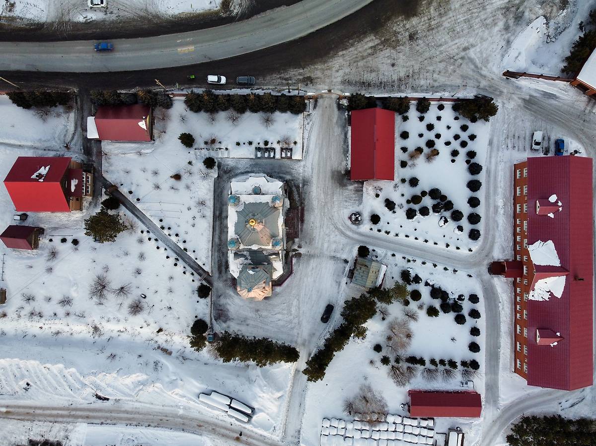 Центральная часть монастыря сверху , дополнительная информация. Пантелеимоновский мужской монастырь, Безруково (Новокузнецкий район и г. Новокузнецк, Кемеровская область)