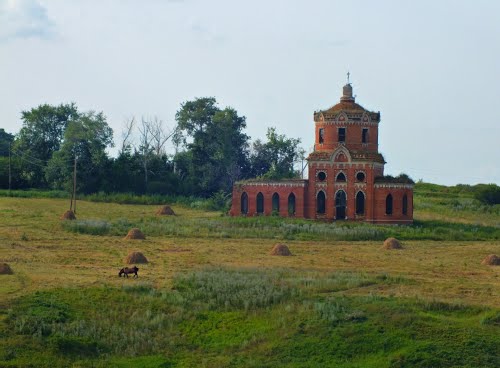 Церковь Николая Чудотворца, Поповка (Рыхотка) (Куркинский район, Тульская область). общий вид в ландшафте