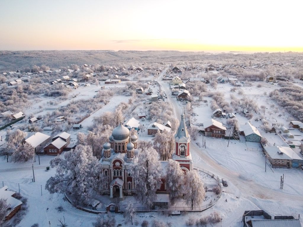 Церковь Николая Чудотворца, Просек (Лысковский район, Нижегородская область). общий вид в ландшафте