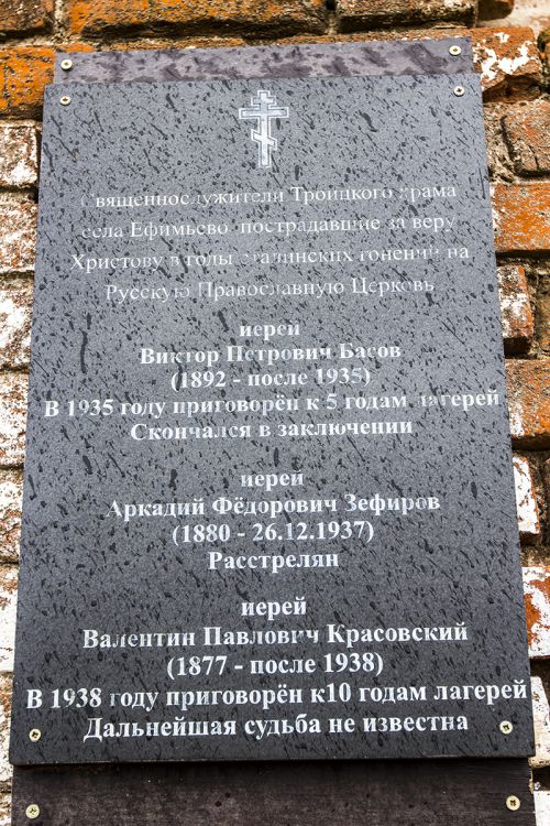 Церковь Троицы Живоначальной, Ефимьево (Богородский район, Нижегородская область). дополнительная информация