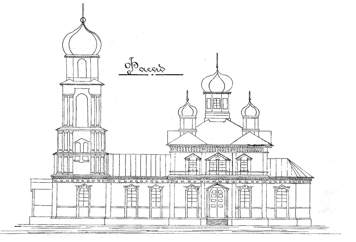 Церковь Иоанна Златоуста, Чугуны (Воротынский район, Нижегородская область). графика, Чертёж с сайта https://vk.com/wall-214818394_52