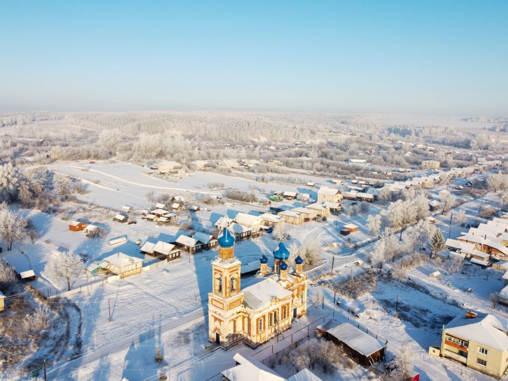 Церковь Благовещения Пресвятой Богородицы, Белозериха (Лысковский район, Нижегородская область). общий вид в ландшафте