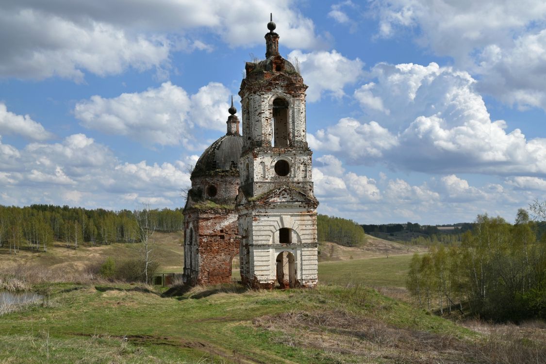 Детково. Церковь Казанской иконы Божией Матери. фасады, Общий вид с северо-запада